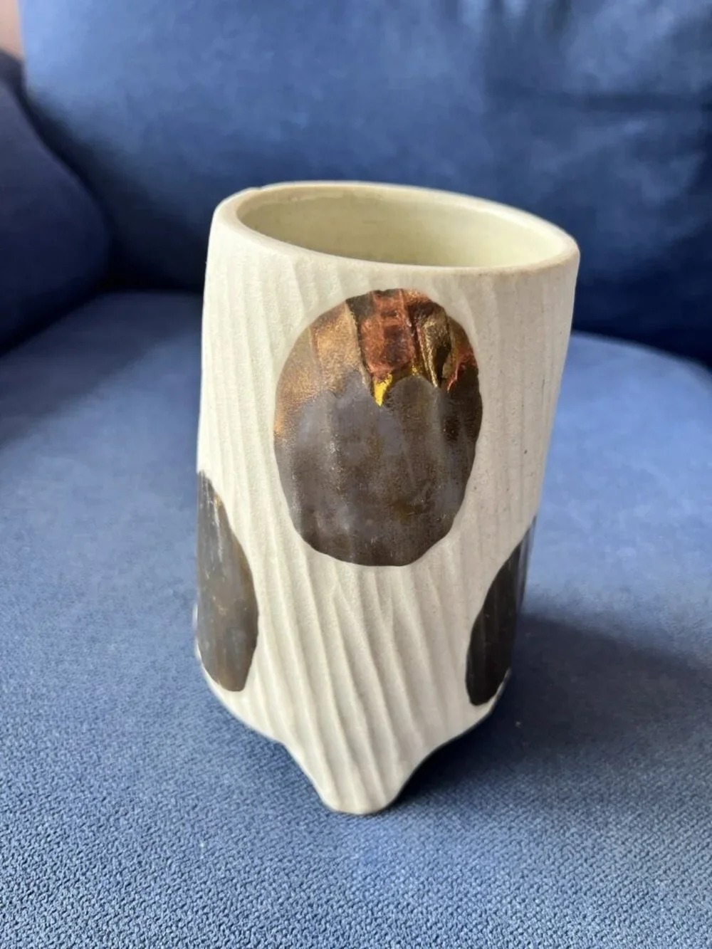 Glowing Arbor Bridget Bodenham Ceramic Flower Vase ANTHROPOLOGIE Cream Gold 6